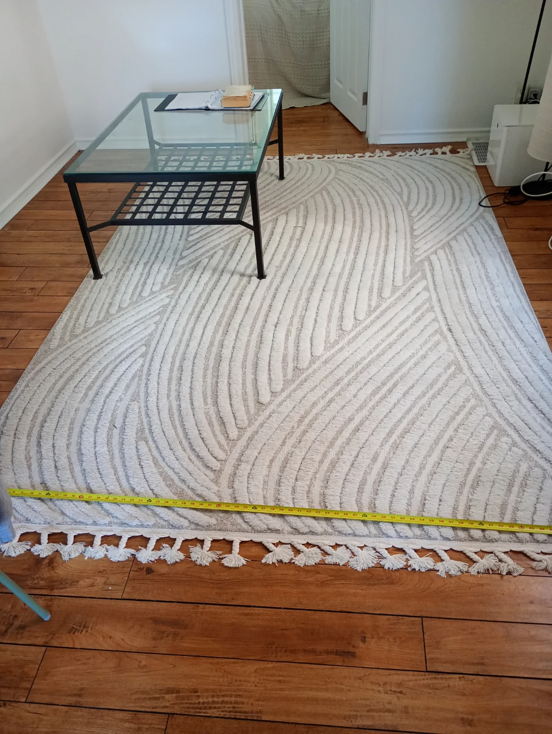 Cream Low and Mid Pile Area Rug with Tassels