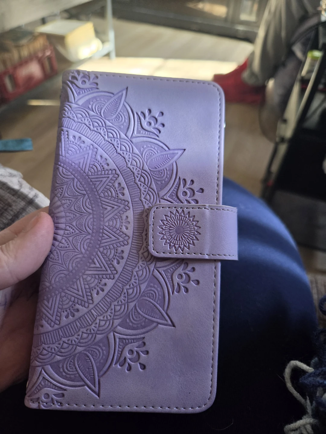 Purple Mandala Wallet Phone Case with Zipper