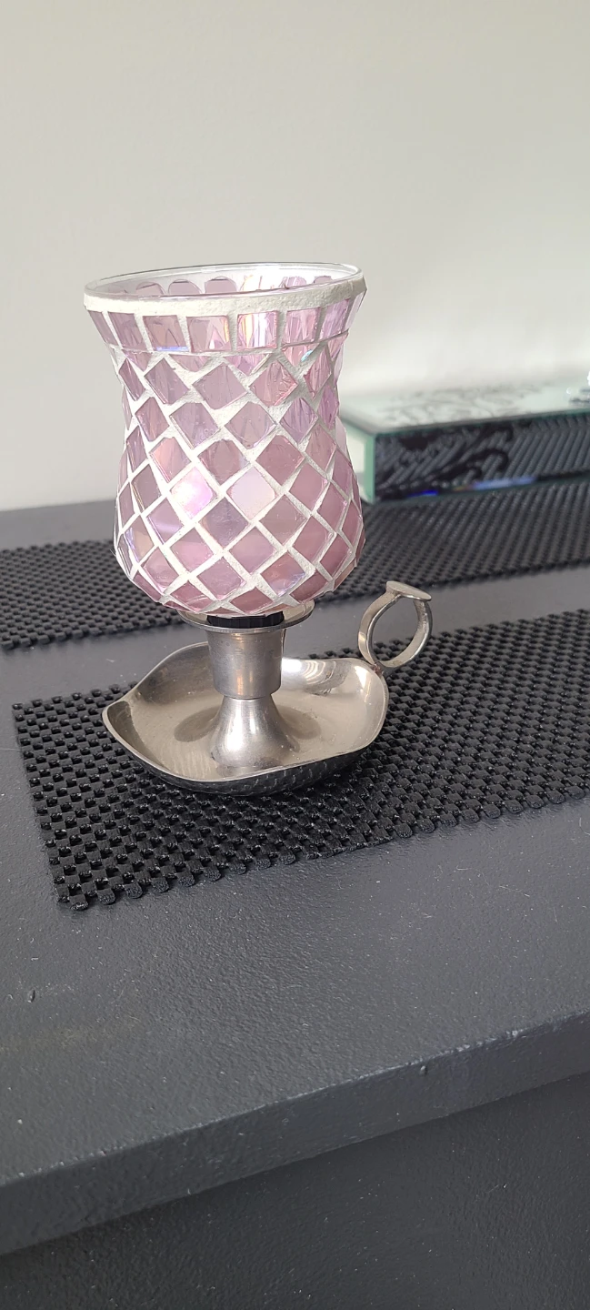 Mosaic Candle Holder with Metal Base