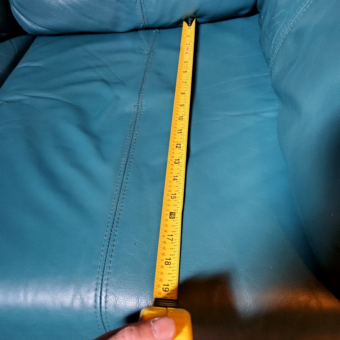 Teal Leather 3-Seater Sofa - photo 5