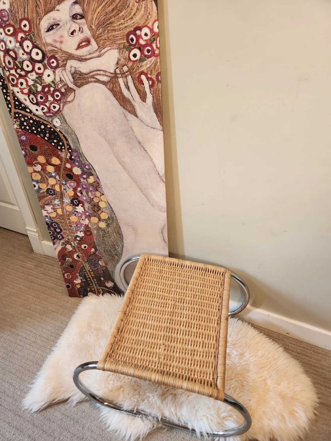 Wicker and Chrome Accent Stool - photo 2