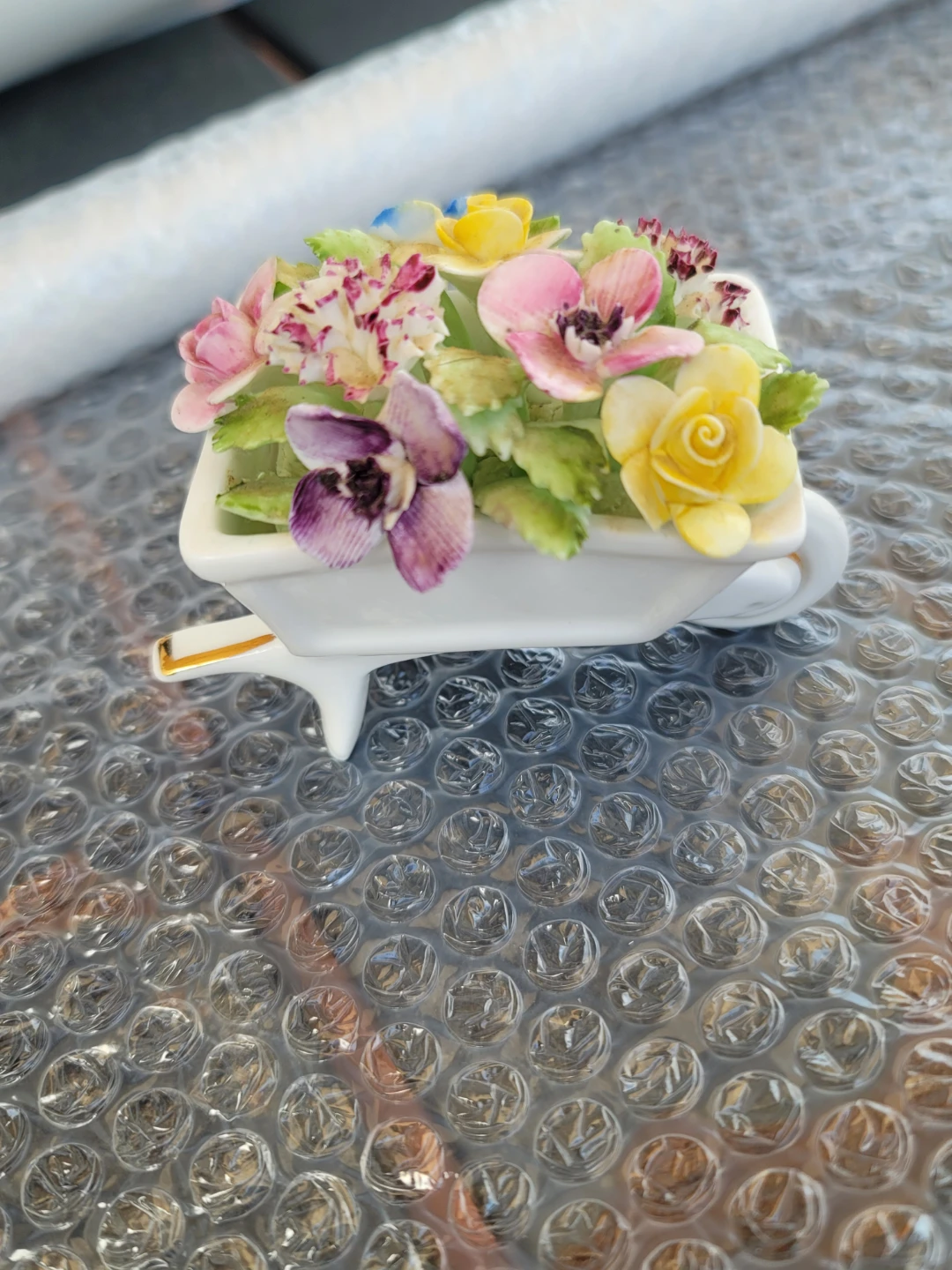 Royal Adderley Porcelain Flower Wheelbarrow Figurine