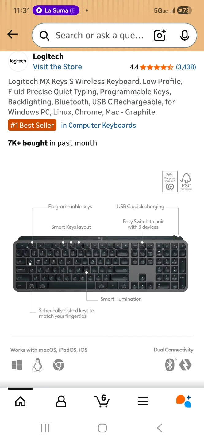 Logitech MX Keys S Wireless Keyboard - Graphite - photo 3