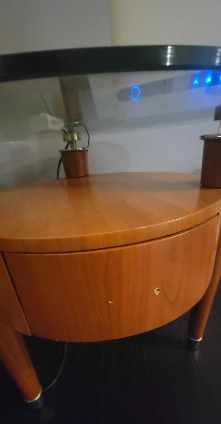 2 Round Glass Top Side Table with Drawer - photo 4