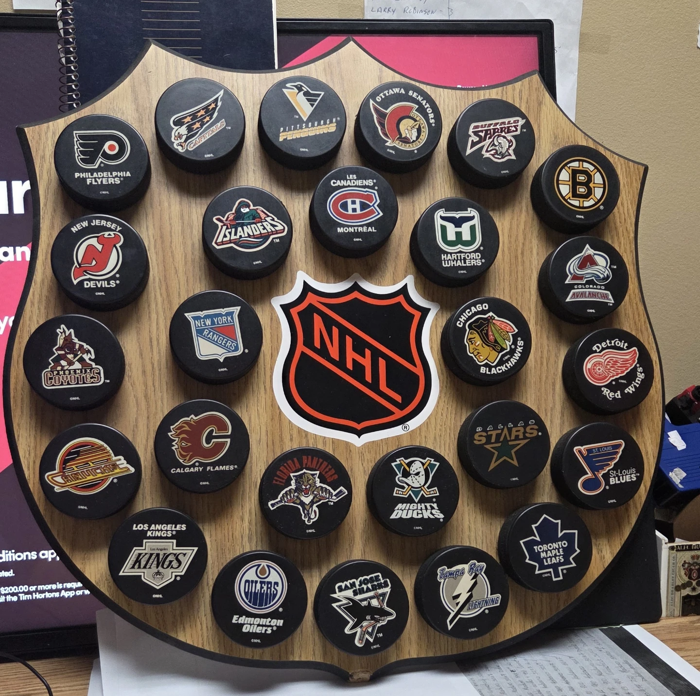 NHL Hockey Puck Display Plaque
