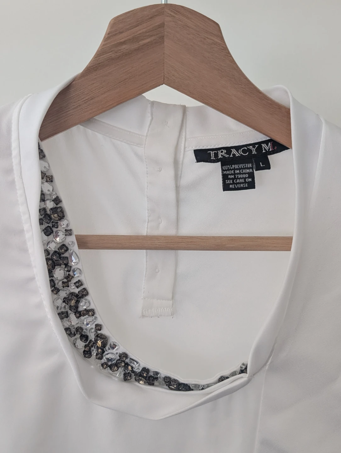 Tracy M. Women's White Embellished Sleeveless Top Size L - photo 2