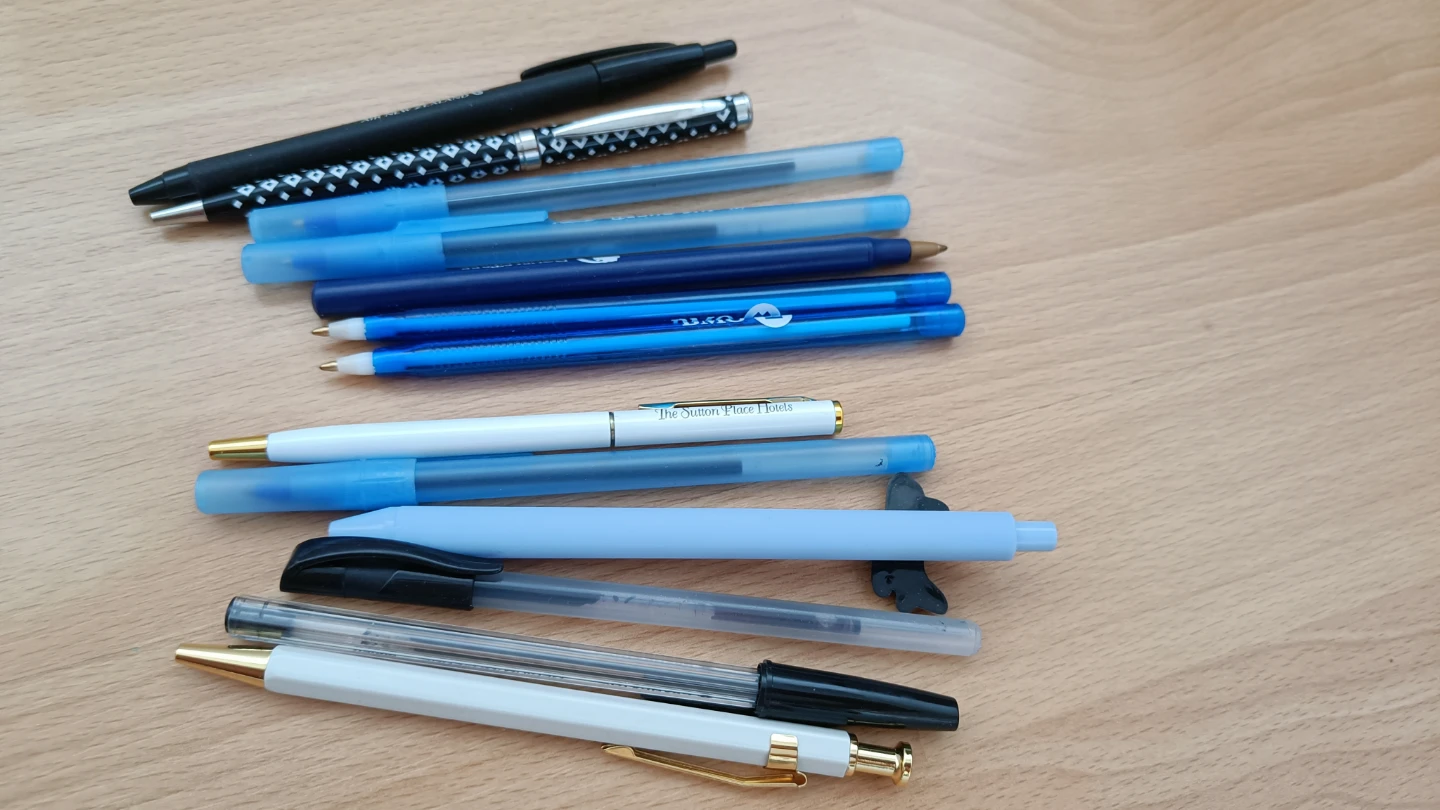 Assorted Ballpoint Pens - Blue, Black, White