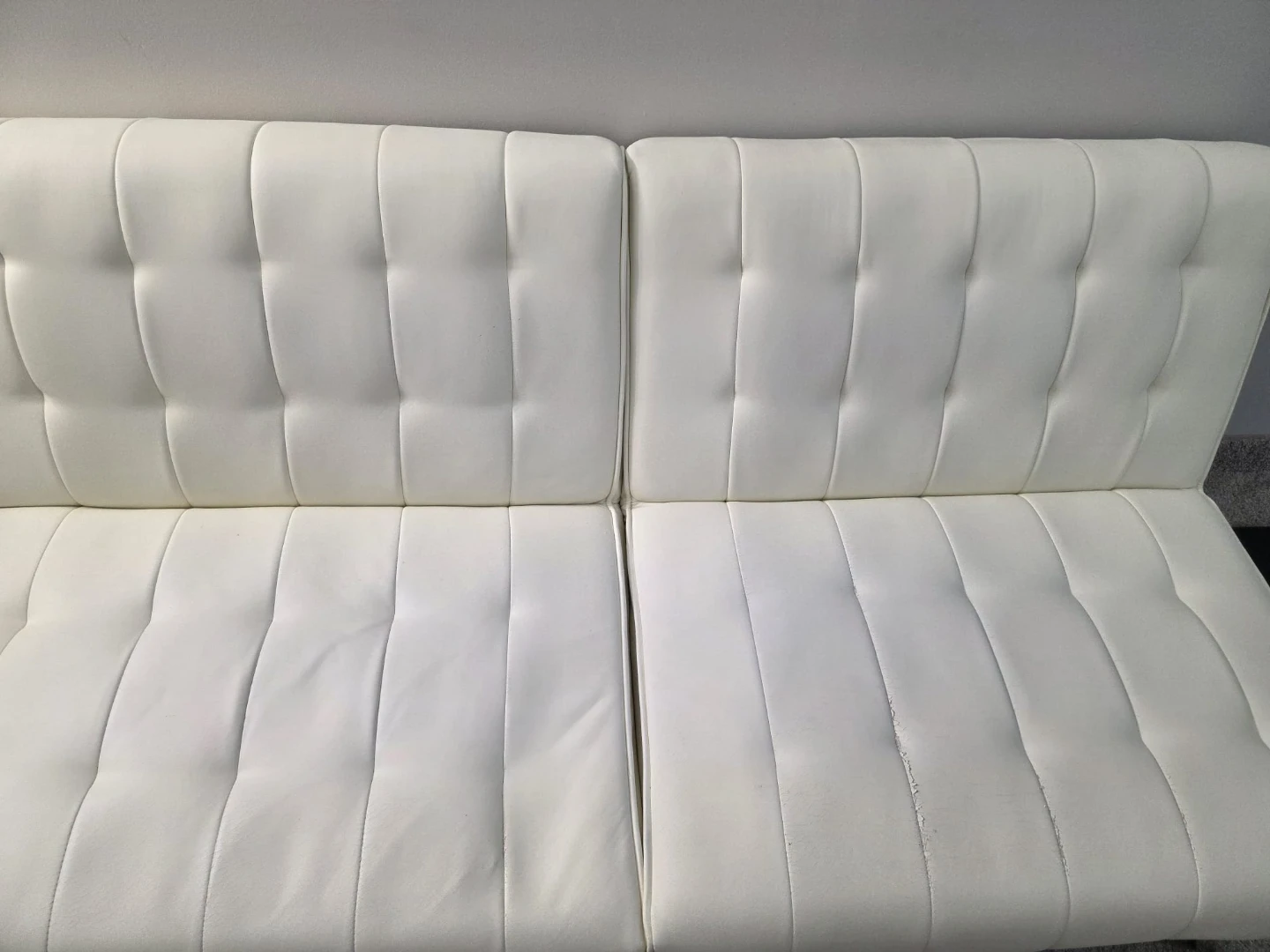 White Faux Leather Loveseat / Futon - photo 3