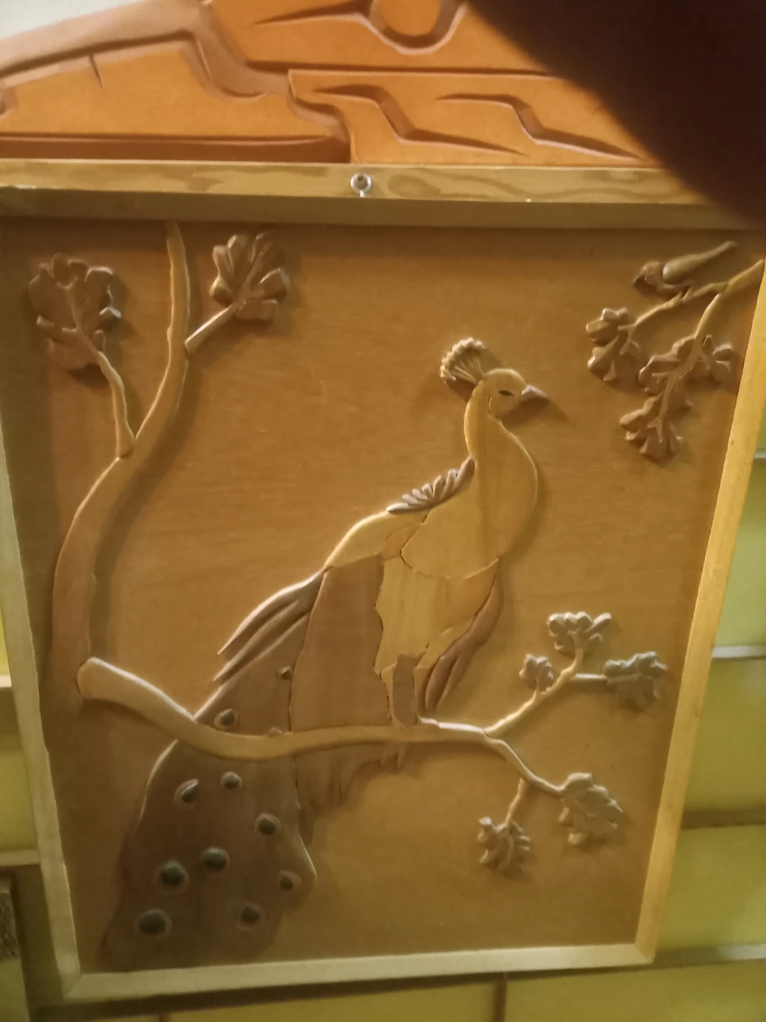 Carved Wooden Peacock Wall Art