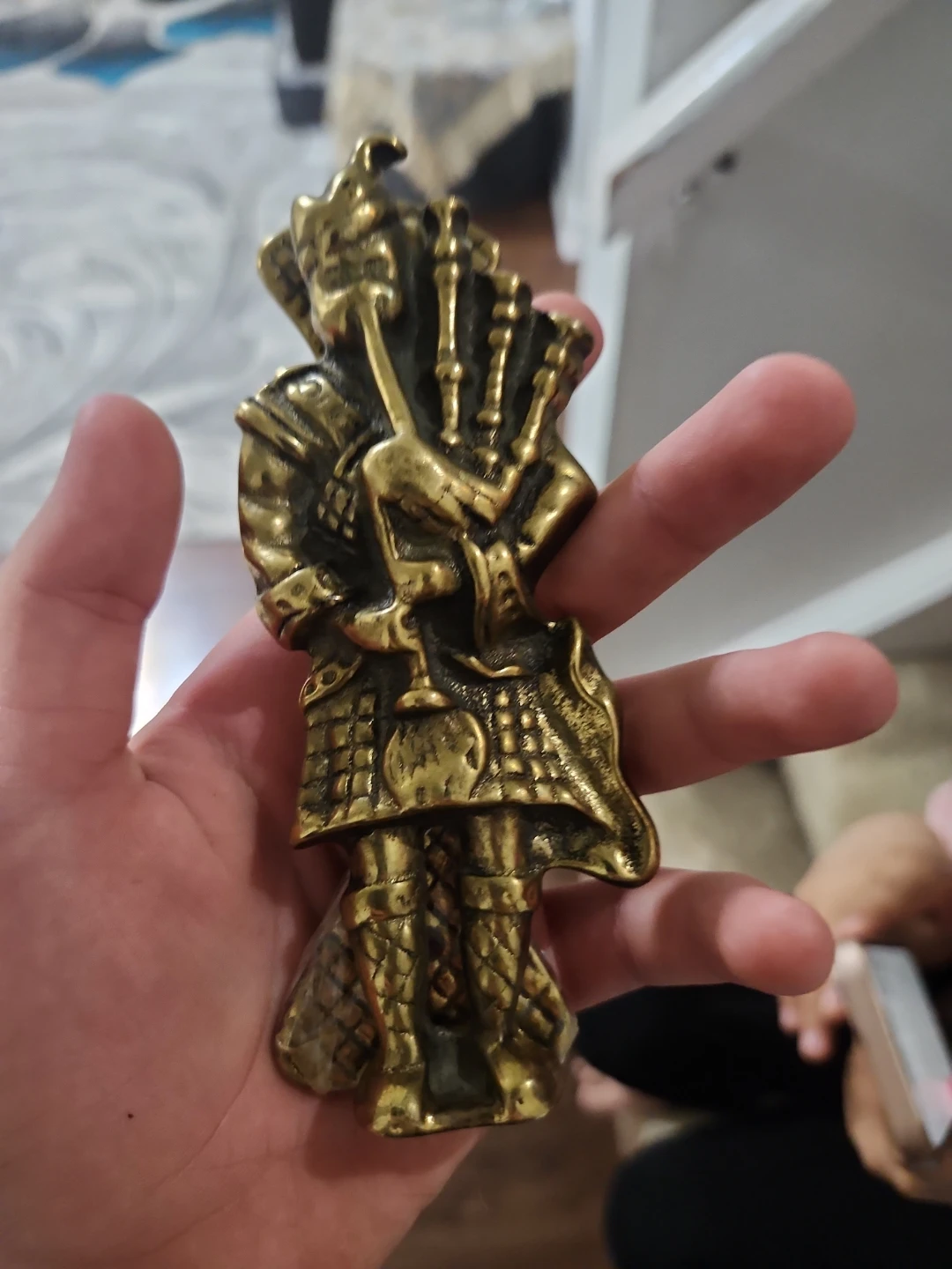 Brass Bagpiper Figurine