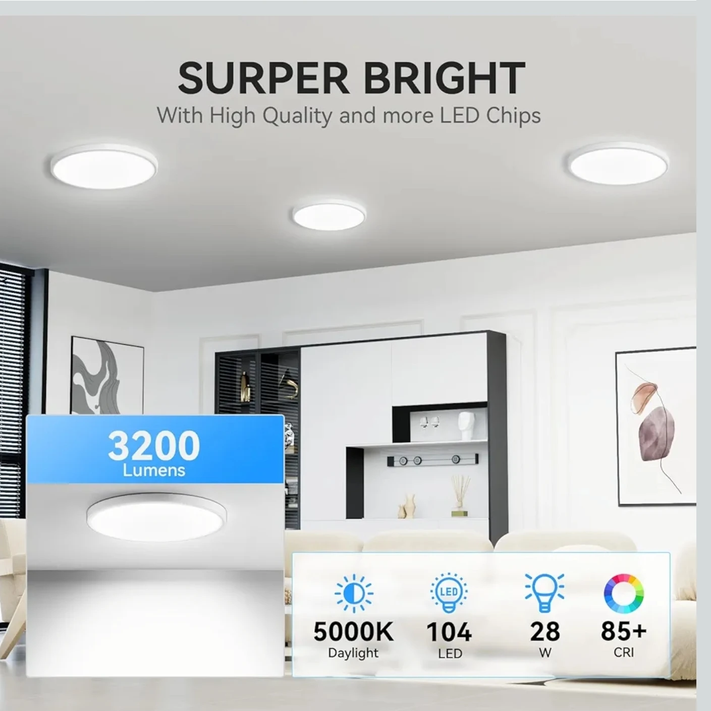 WKONCLDY 4PACK Super Slim 12 inch LED Ceiling Light, - photo 2