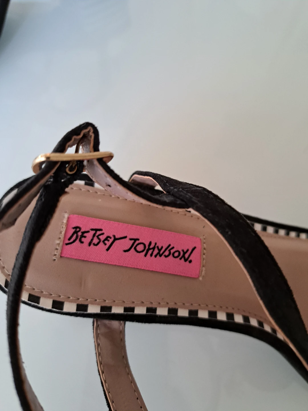 Betsey Johnson Black Floral Ankle Strap Heels - photo 4