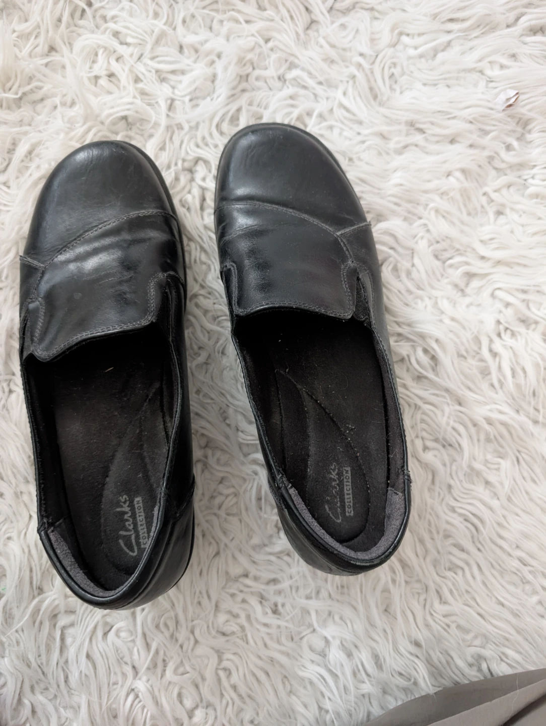 Clarks Collection Black Leather Slip-On Shoes