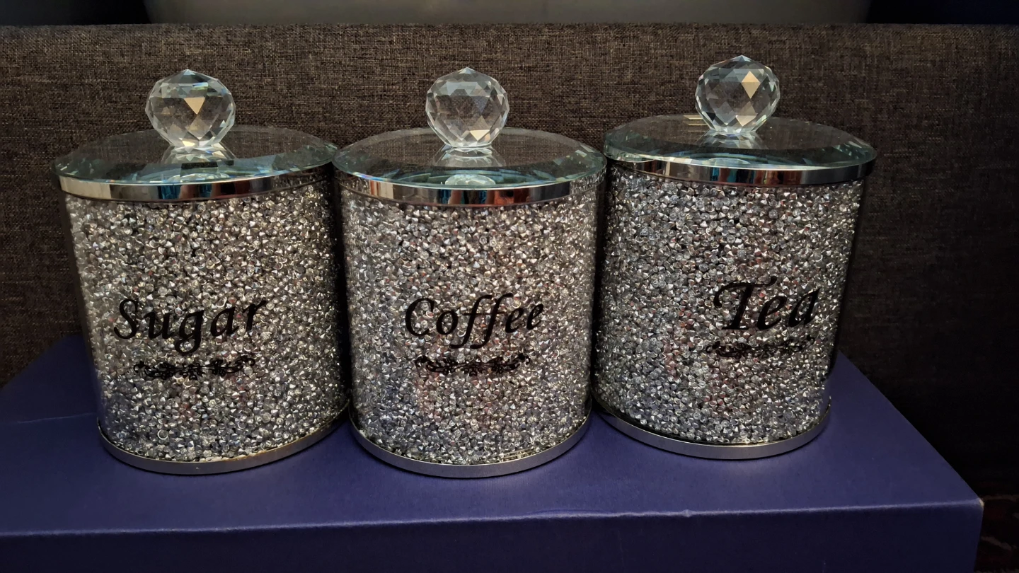 Crystal Embellished Sugar, Coffee, and Tea Canister Set