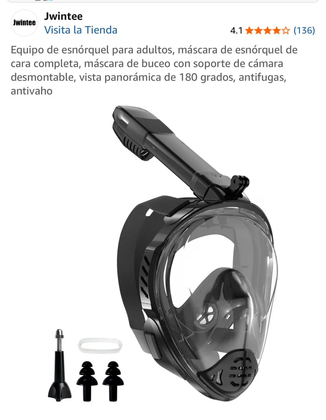 Jwintee Full Face Snorkel Mask with Mount