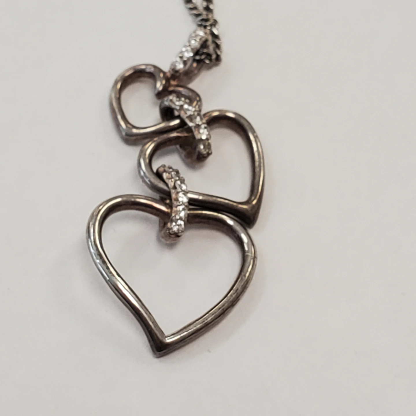 Sterling Silver 925 Triple Heart Necklace - photo 2