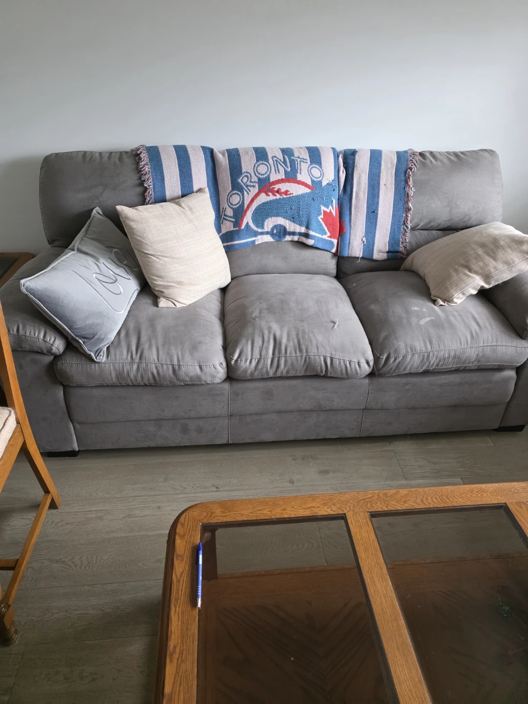 Grey Suede Sofa