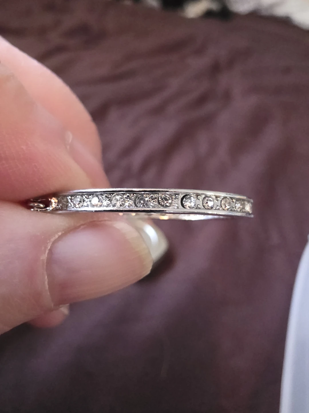 Silver Hoop Earrings with Rhinestones - photo 5