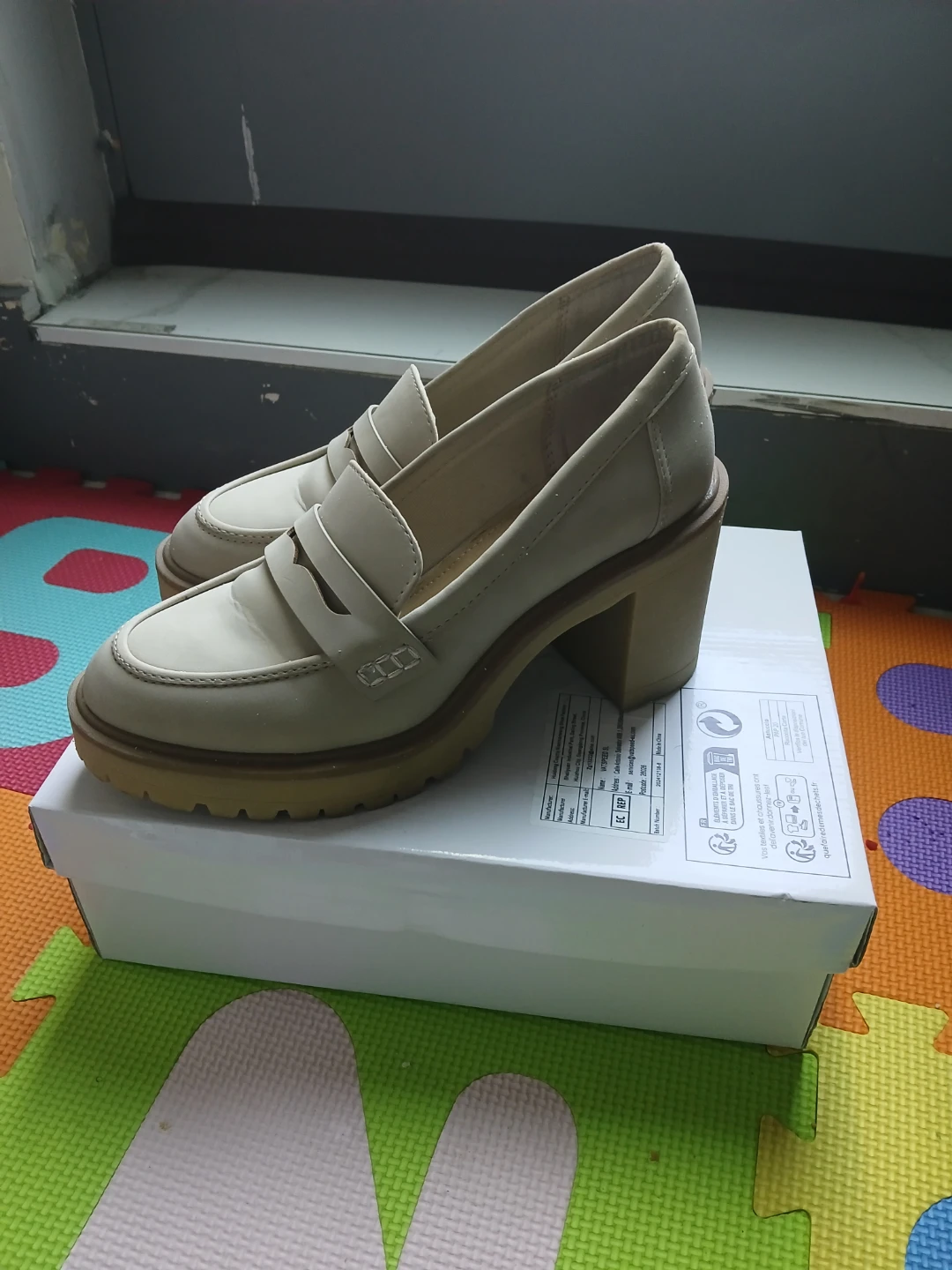Dolce Vita Beige Leather Loafer Heels