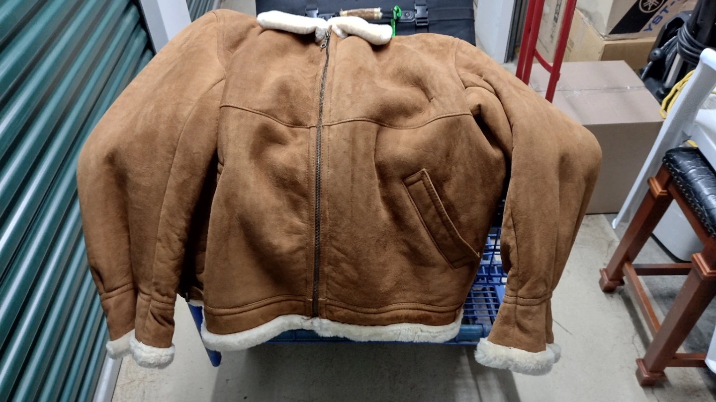 Brown Suede Shearling Lined Bomber Jacket