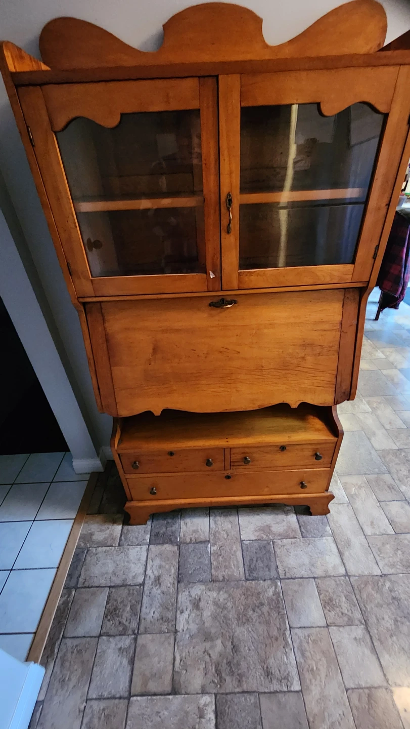 Vintage Wooden Secretary Desk with Hutch - photo 3