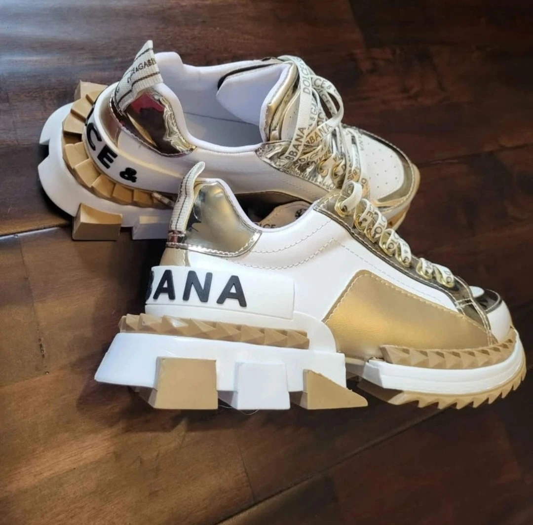 Dolce & Gabbana White & Gold Sneakers - photo 2