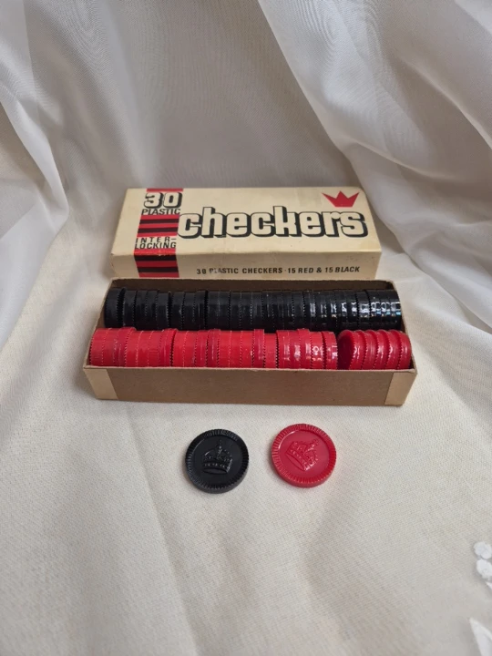 Lot of 54 Vintage Plastic Checker Pieces