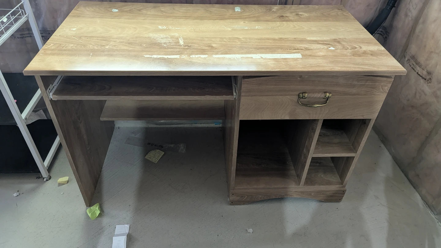 Wooden Desk with Drawer and Shelves - photo 3