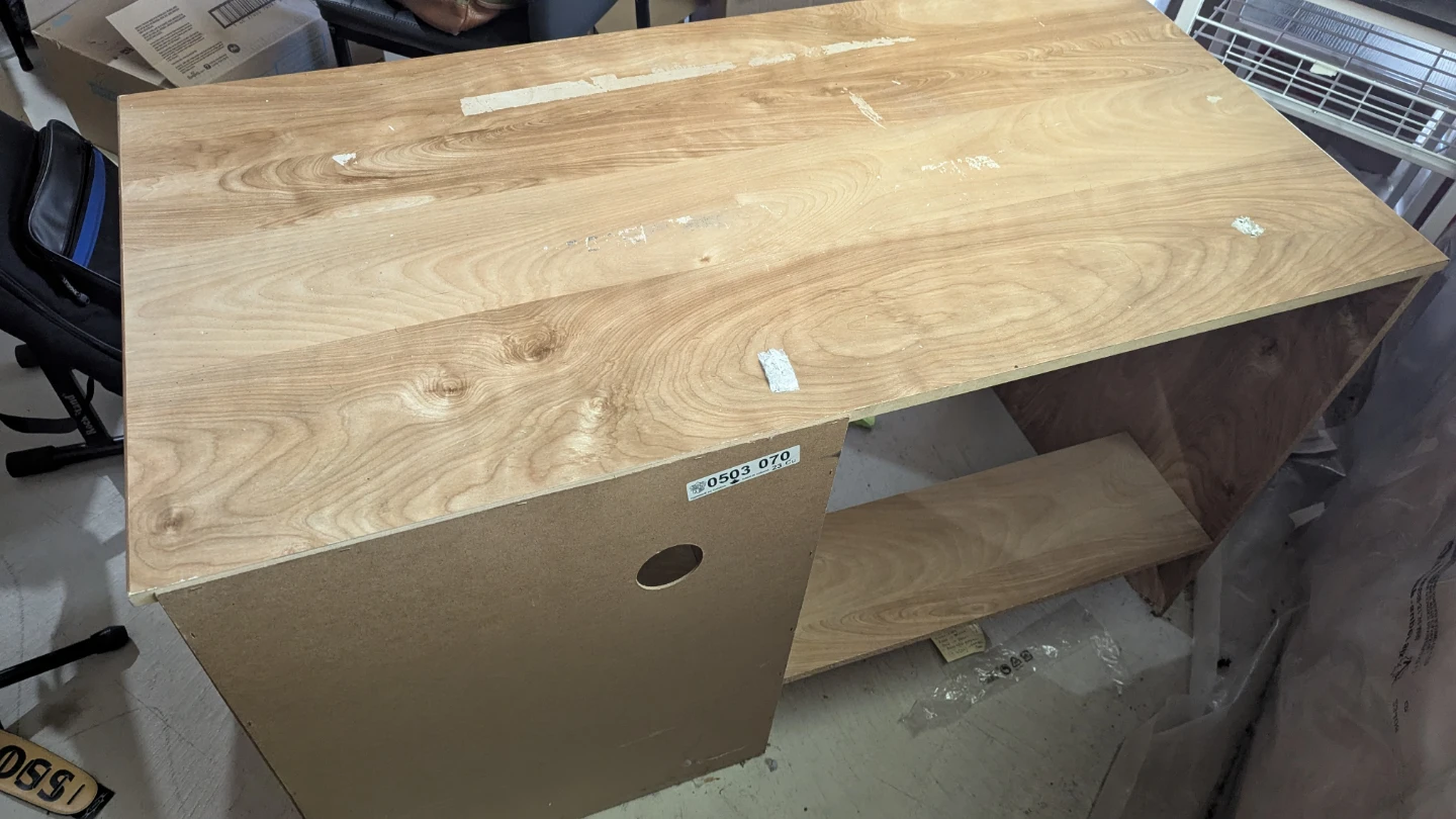 Wooden Desk with Drawer and Shelves - photo 4