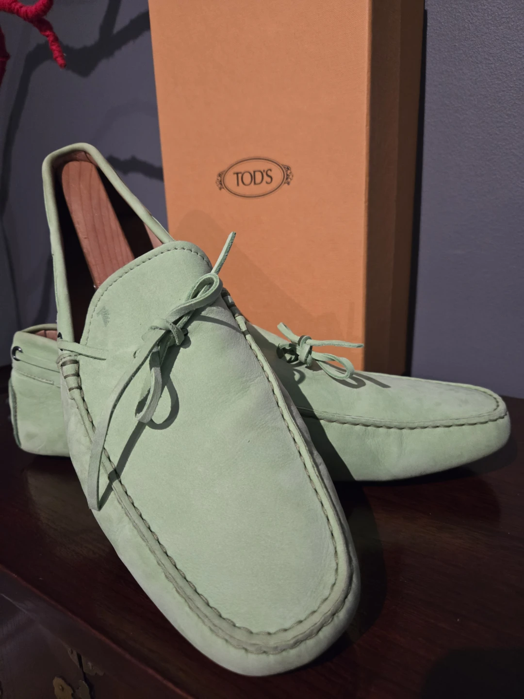 TOD'S Suede Driving Moccasins - Light Green - photo 4
