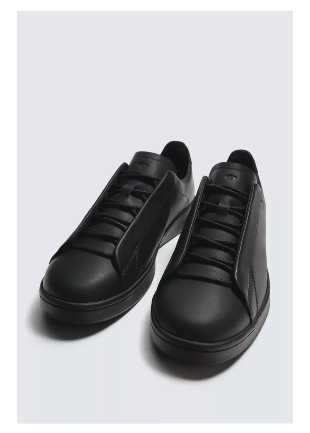 Black Leather Lace-Up Sneakers Size 40 - photo 4