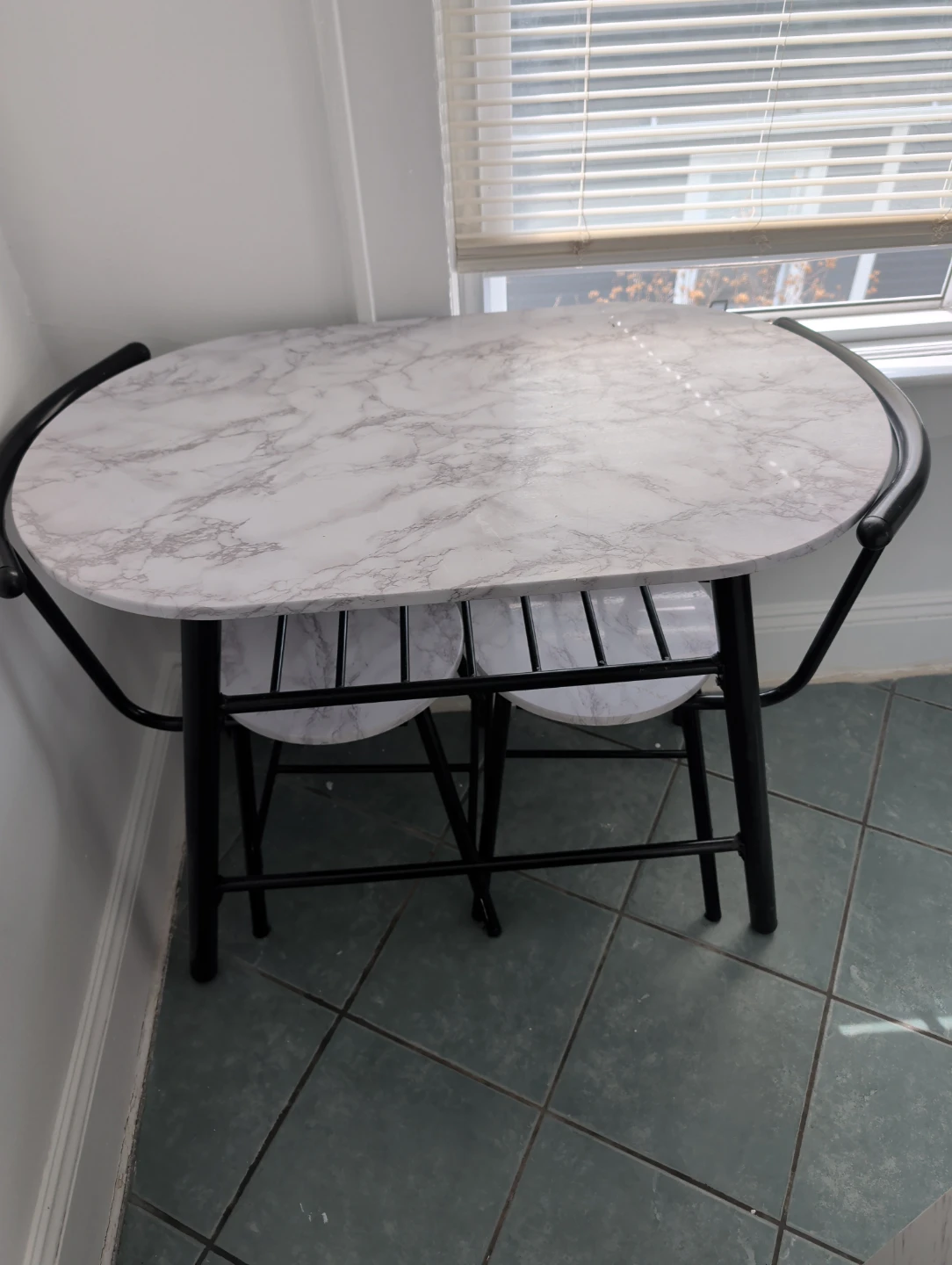Marble Top Dining Set with 2 Chairs