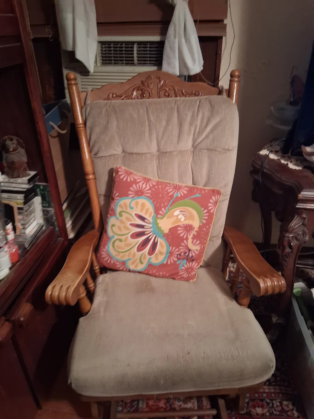 Wooden Glider Rocking Chair with Cushions