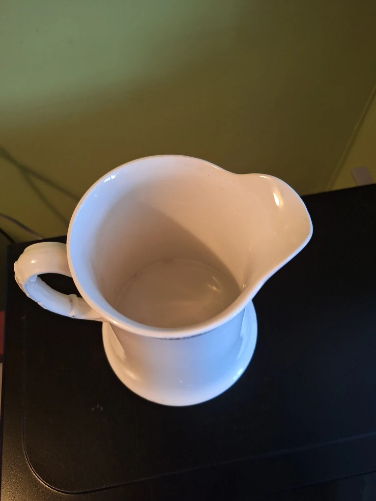 White Ceramic Pitcher with Decorative Band - photo 3