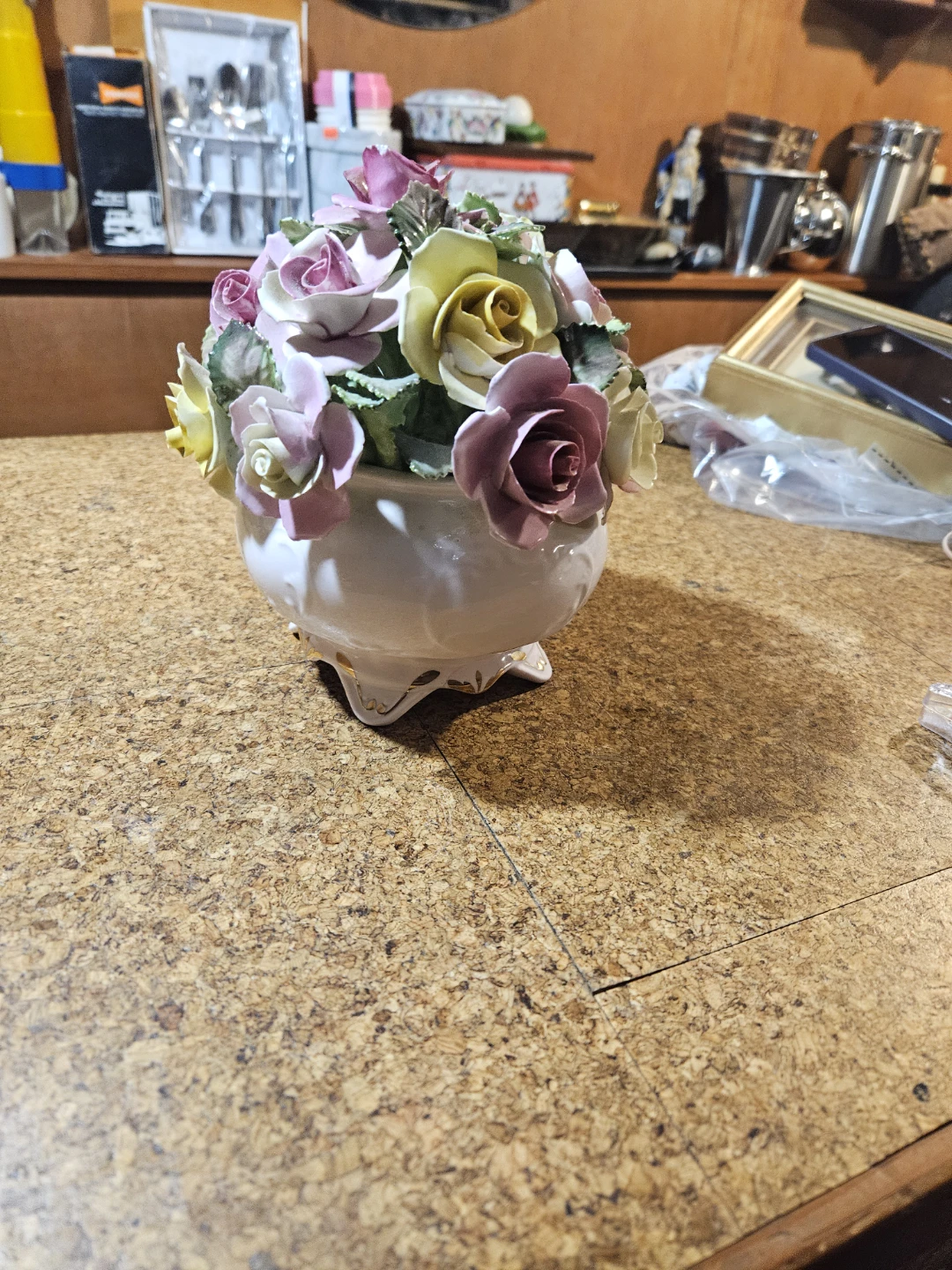 Vintage Porcelain Rose Flower Arrangement Vase - photo 3