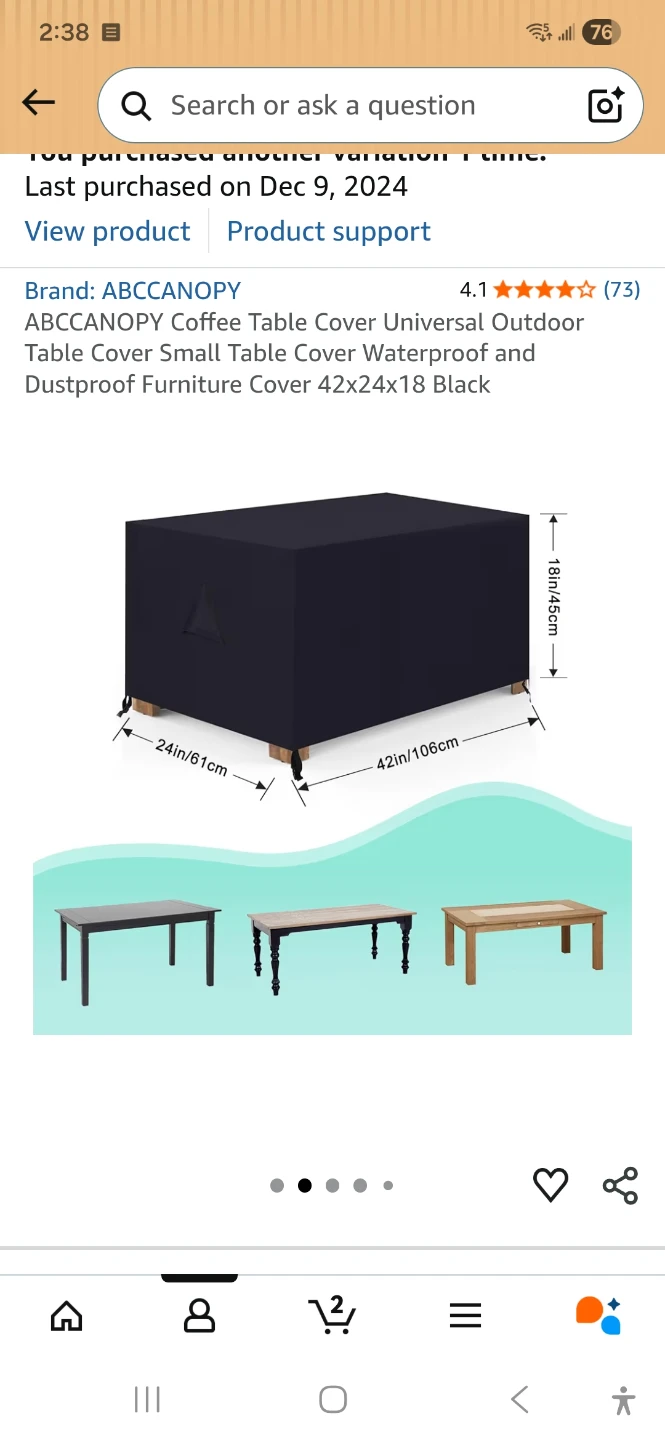 ABCCANOPY Outdoor Table Cover 42"x24"x18" Black - photo 2
