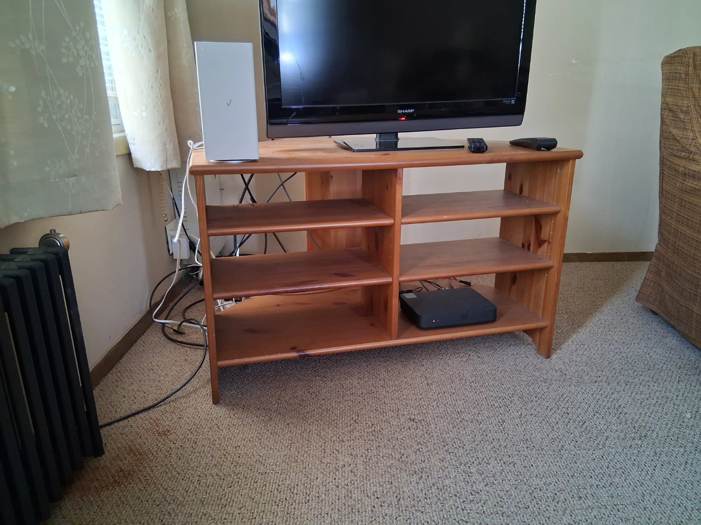 Wooden TV Stand with Shelves