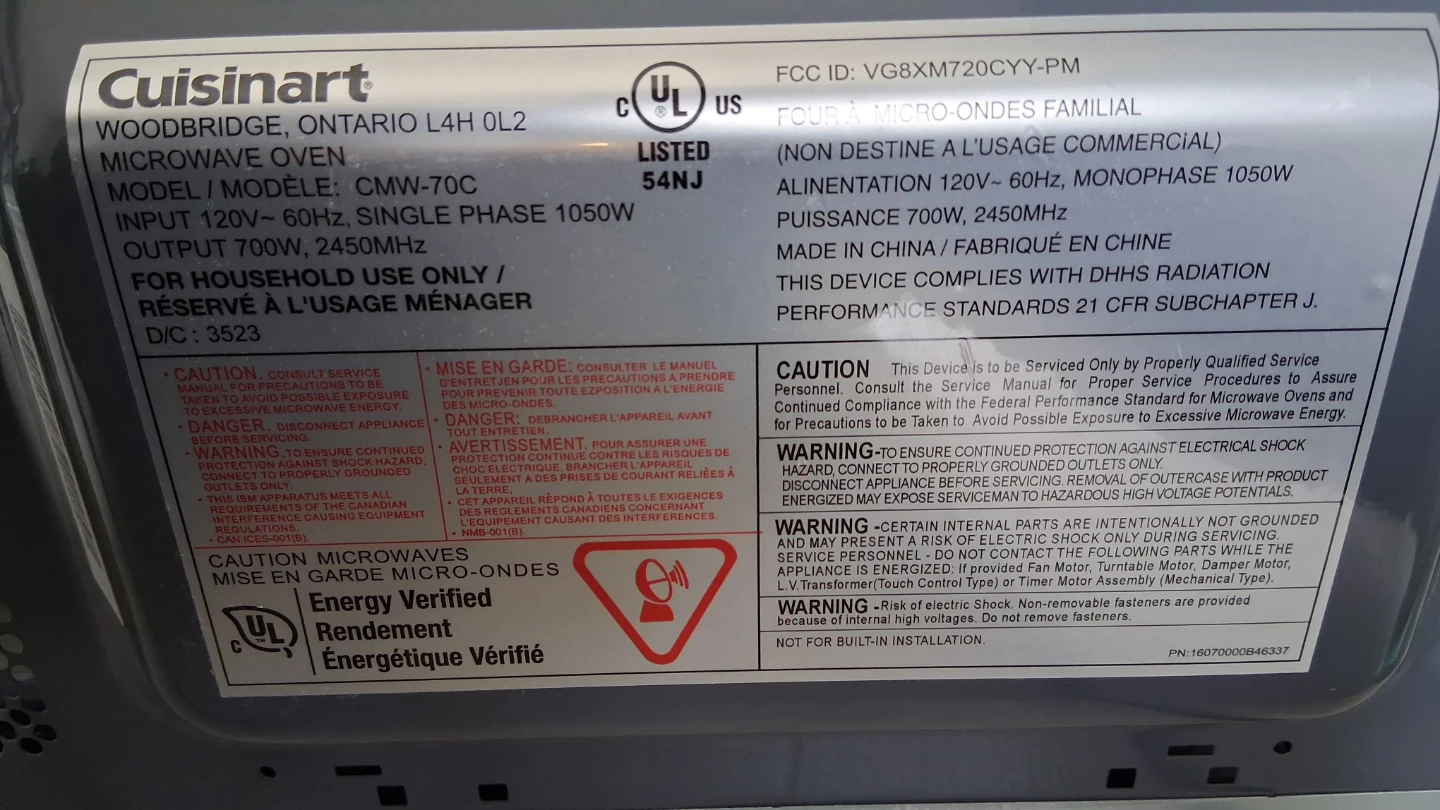Cuisinart CMW-70 Microwave Oven - photo 4