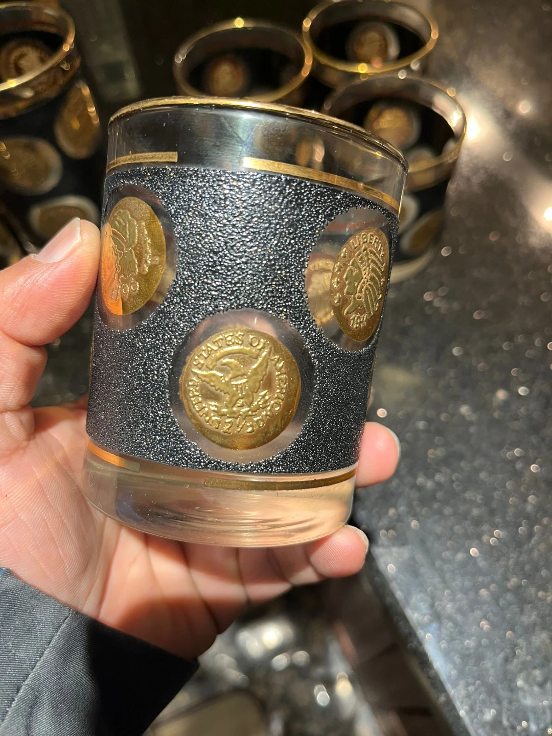 Set of Vintage Gold Coin Glasses - photo 5