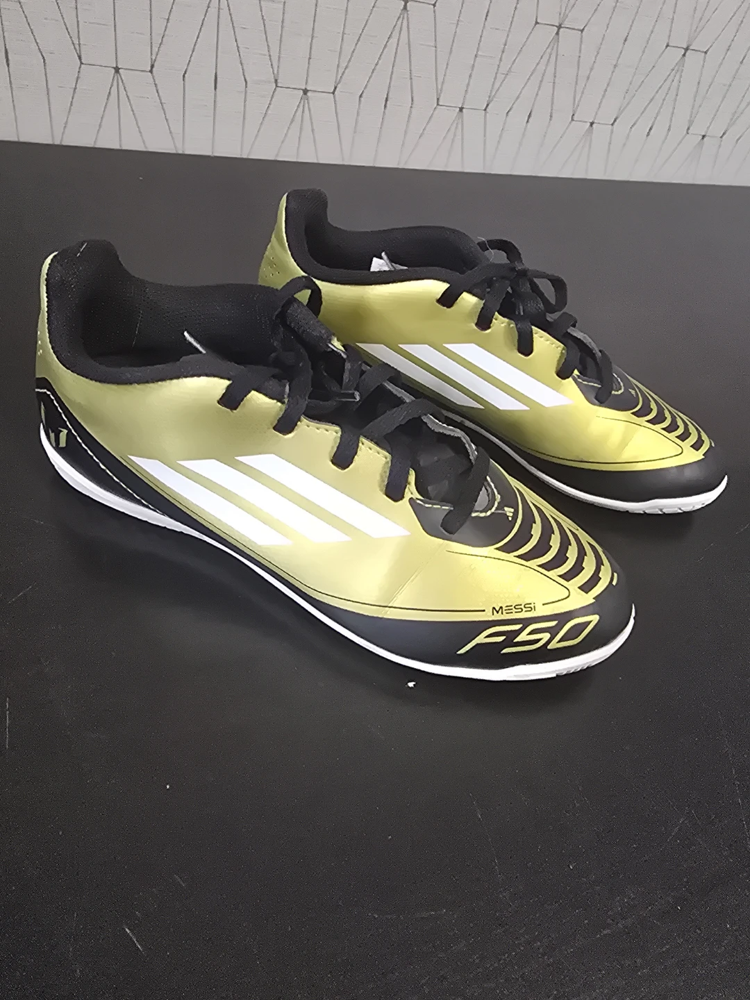 Adidas Messi F50 Indoor Soccer Shoes Gold/Black Youth Size 3 - photo 5