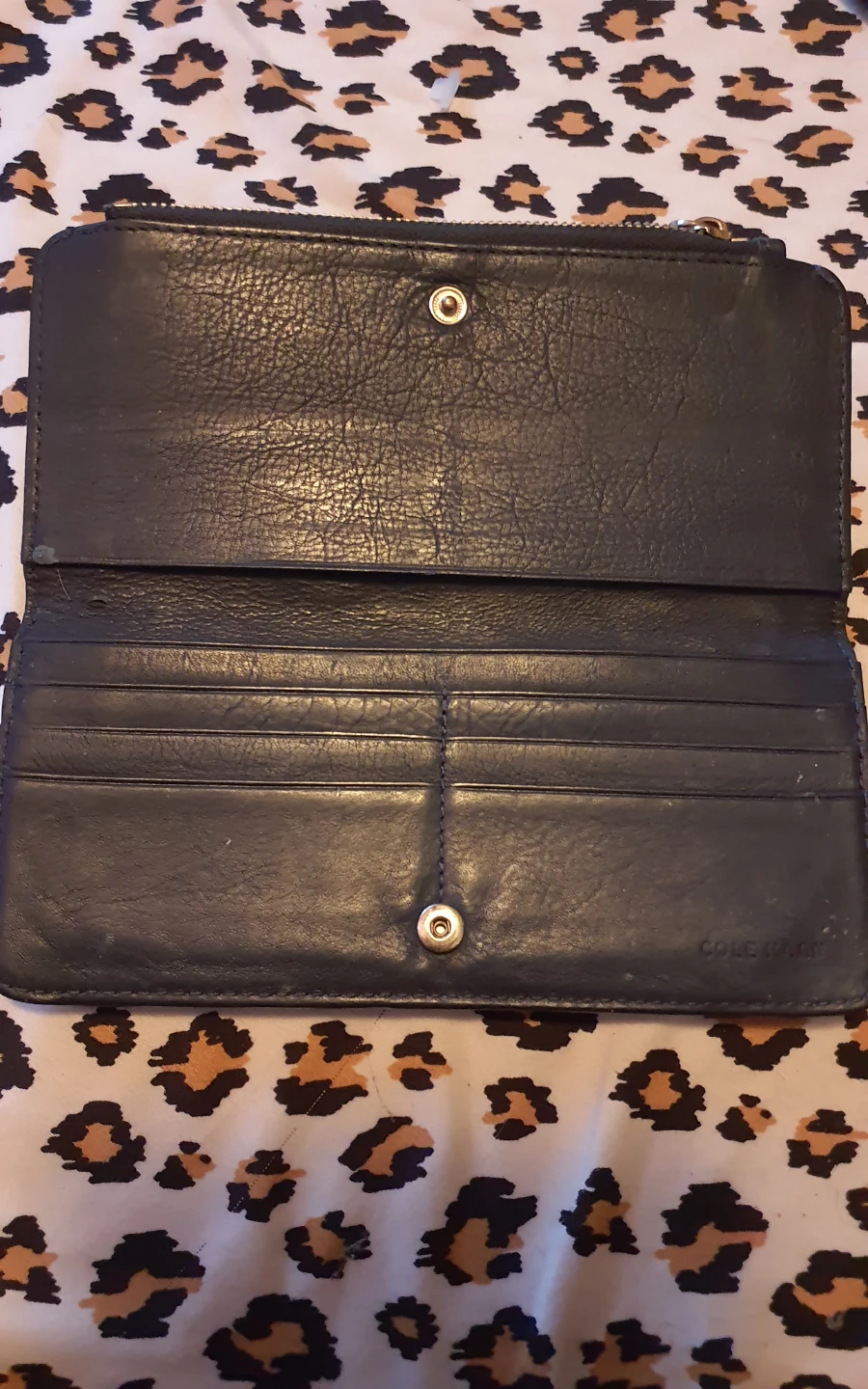 Designer Cole Haan navy blue leather wallet - photo 4