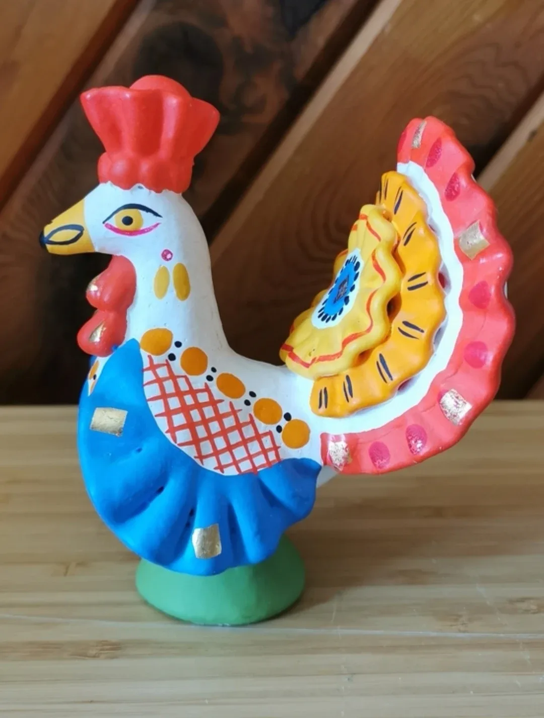 Vintage Russian Dymkovo-Style Folk Art Turkey Figurine - photo 2