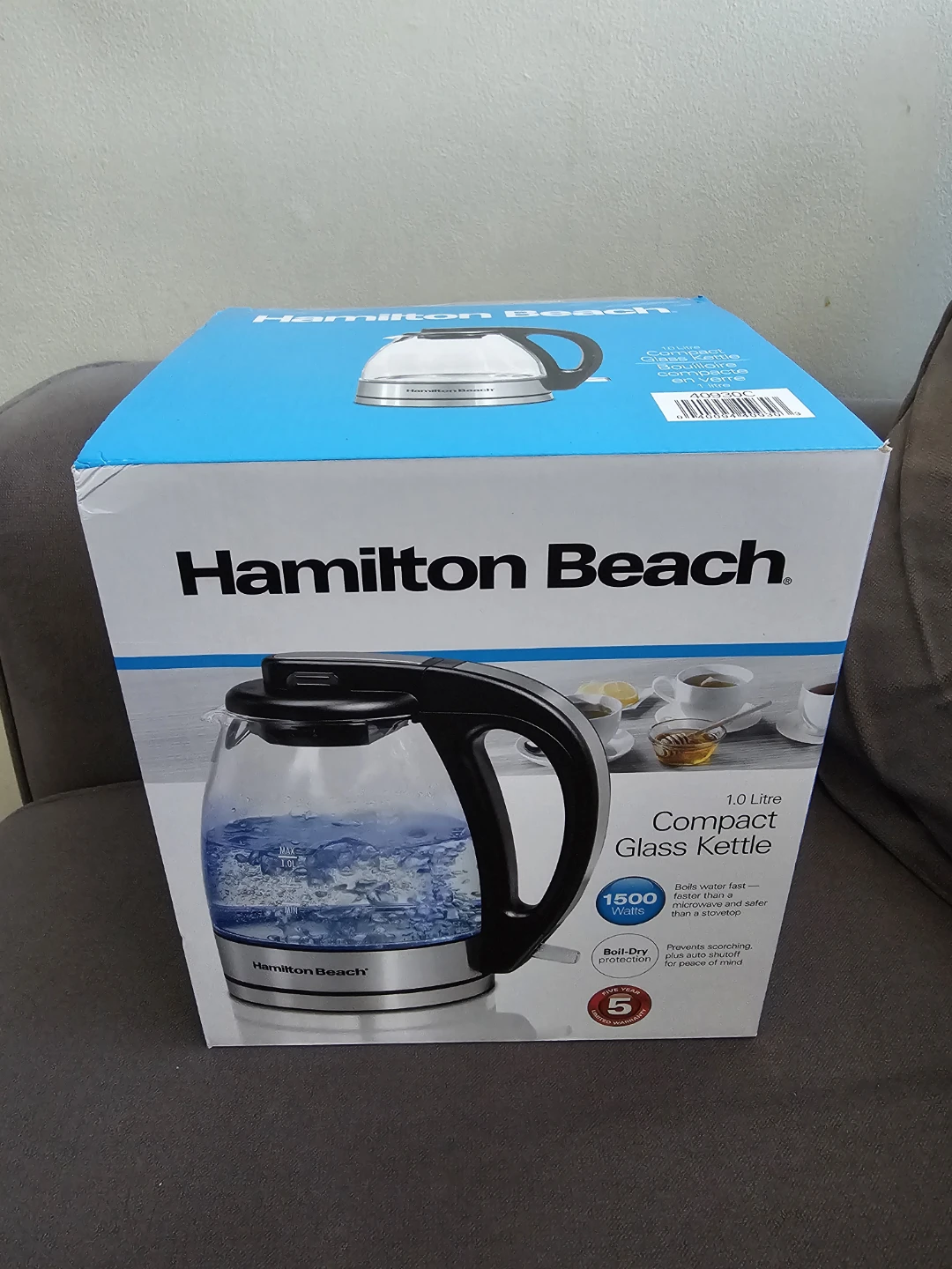 Hamilton Beach Glass Electric Tea Kettle, 1 L, 1500 Watts