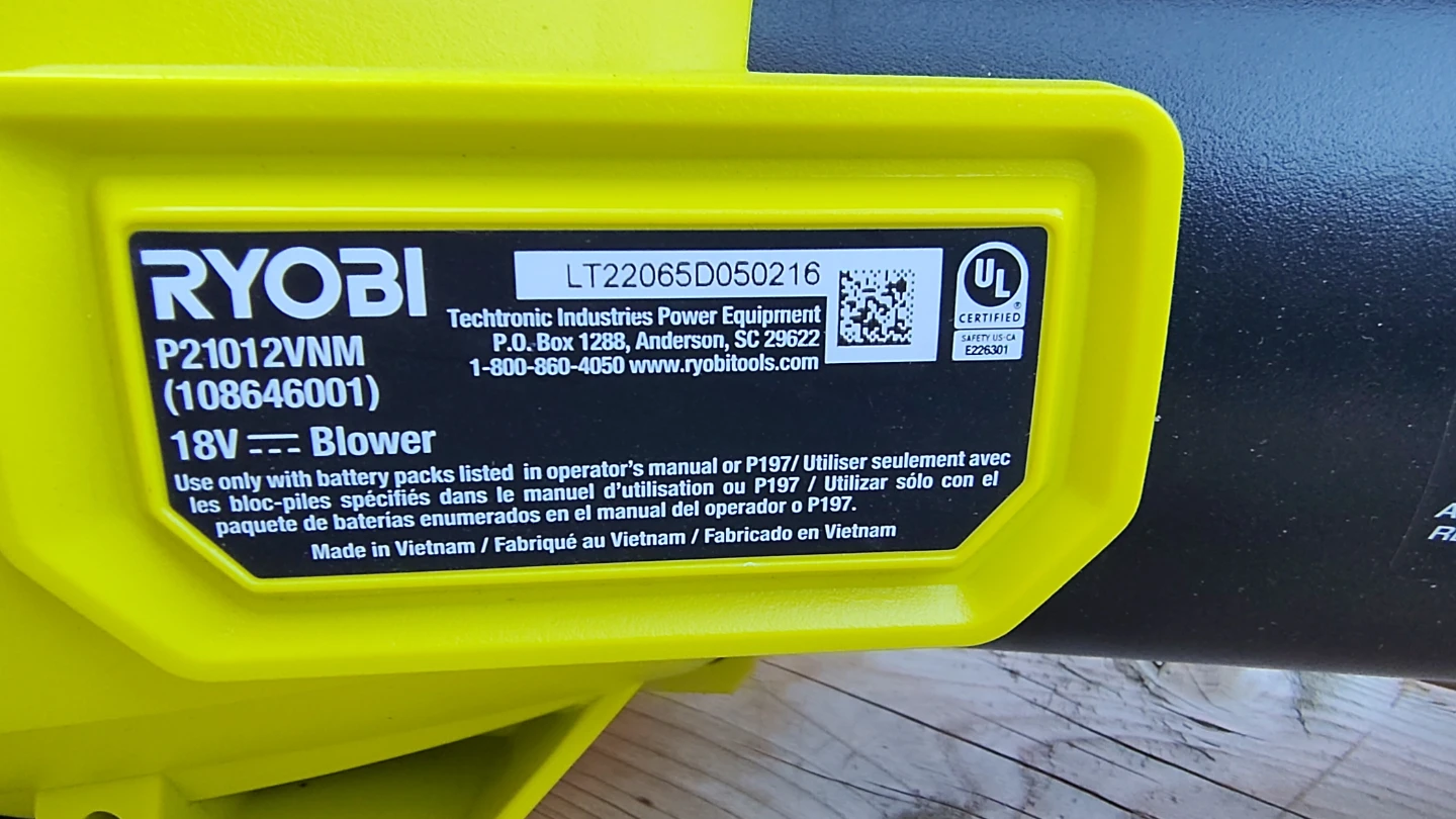 Ryobi 18V Cordless Blower P21012VNM - photo 2