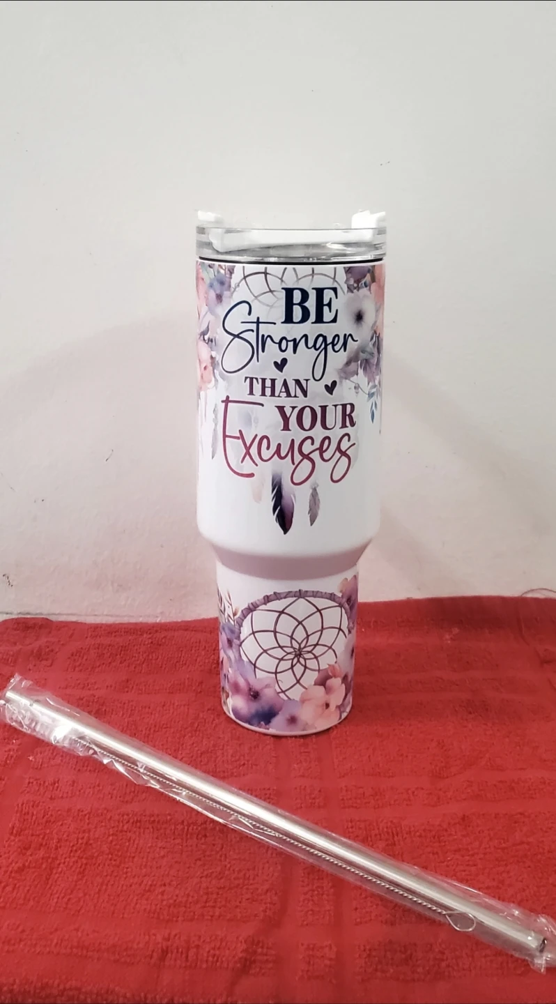 30oz Tumbler with Handle - Floral Dreamcatcher Design