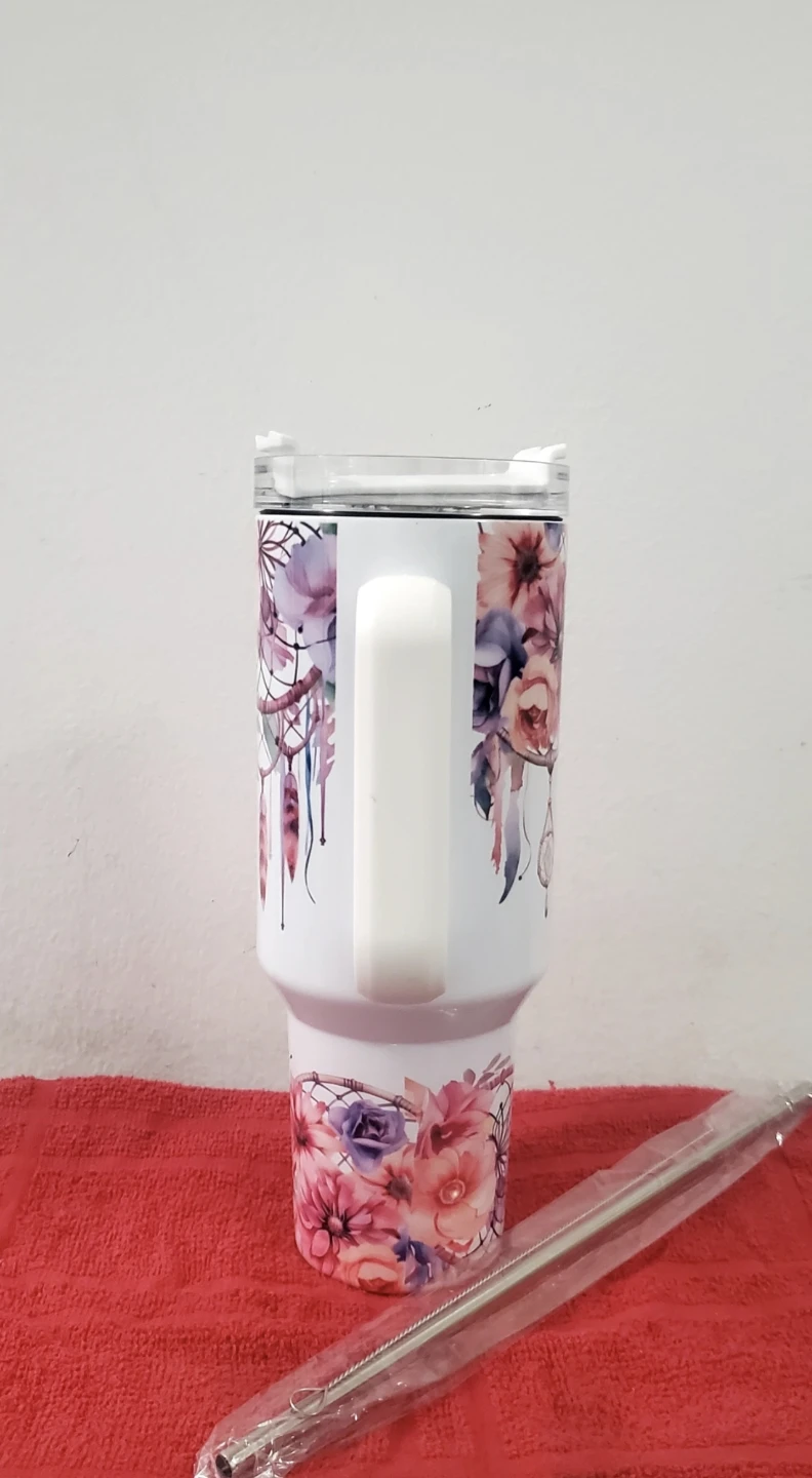 30oz Tumbler with Handle - Floral Dreamcatcher Design - photo 3