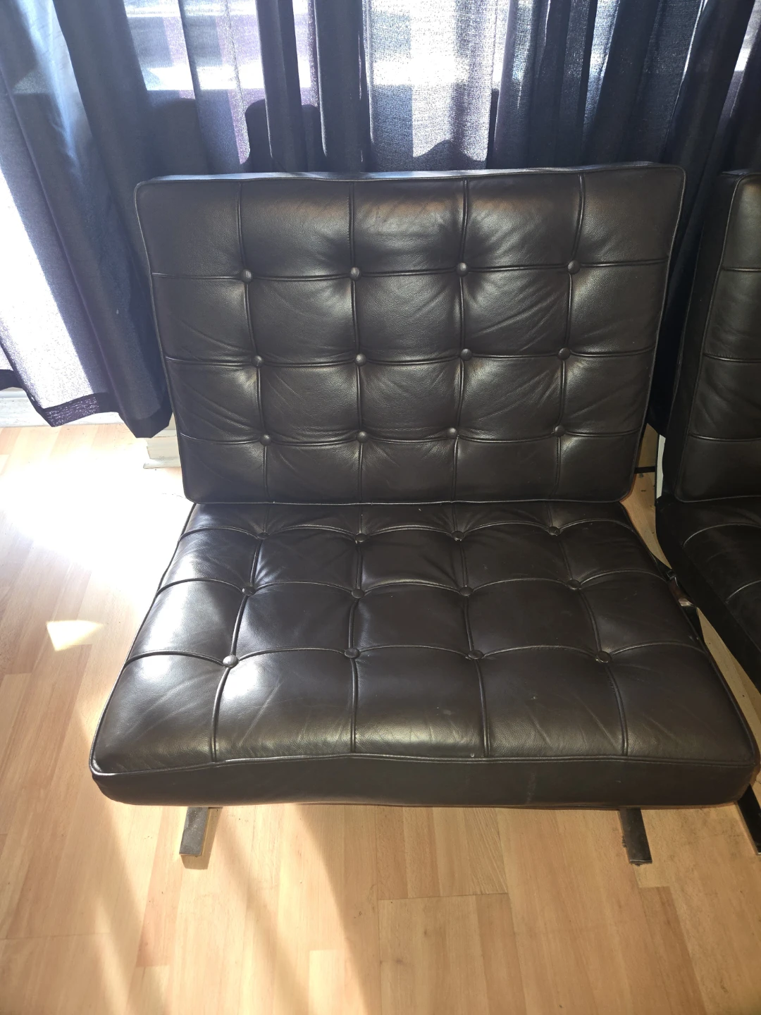 Brown Leather Tufted Chair and Ottoman Set - photo 2