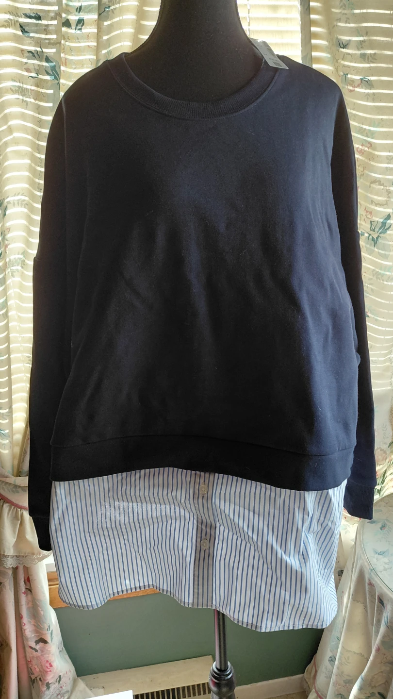 Reitmans Navy Blue 3X Layered Crewneck Shirt