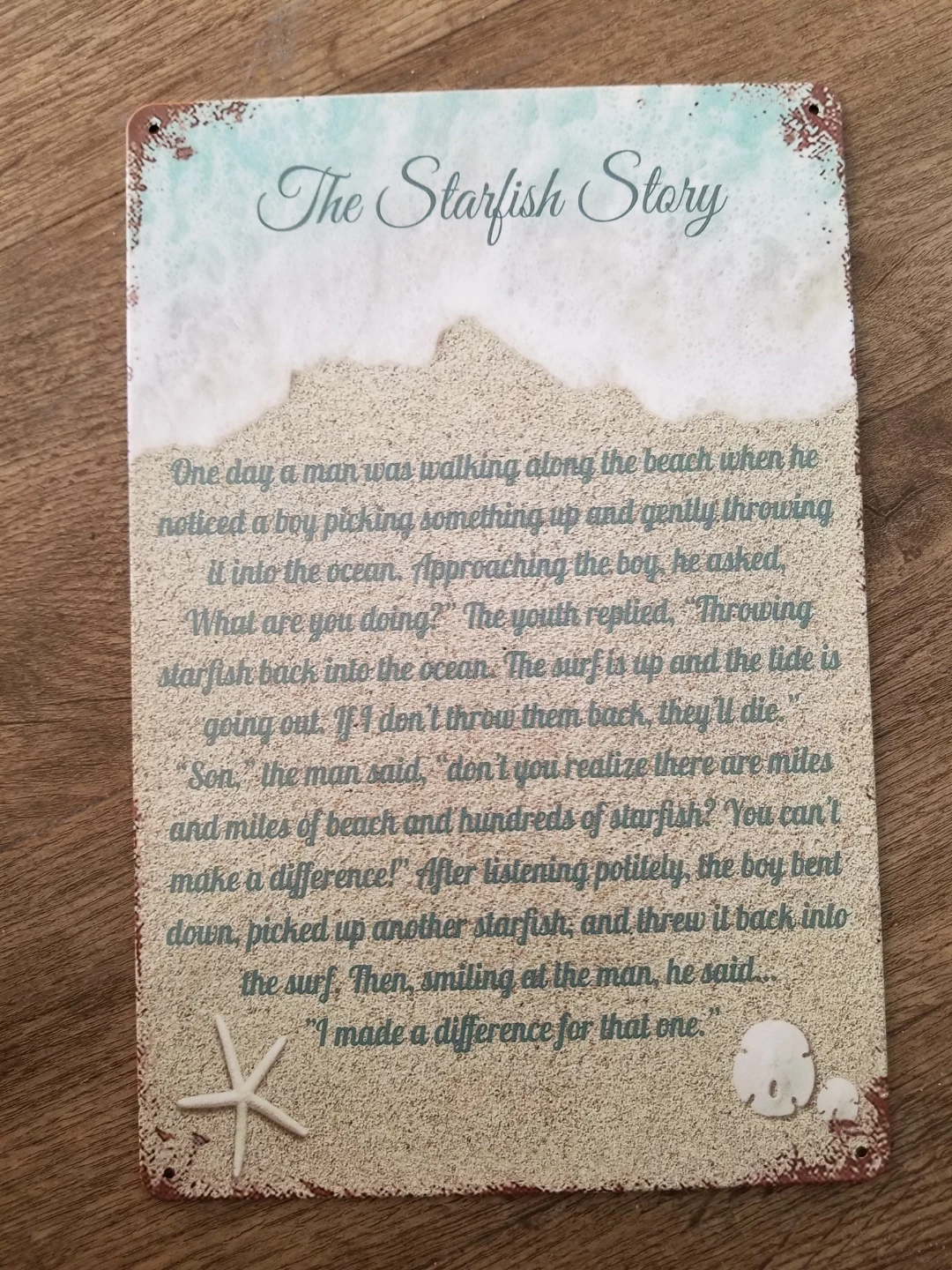 The Starfish Story Metal Sign