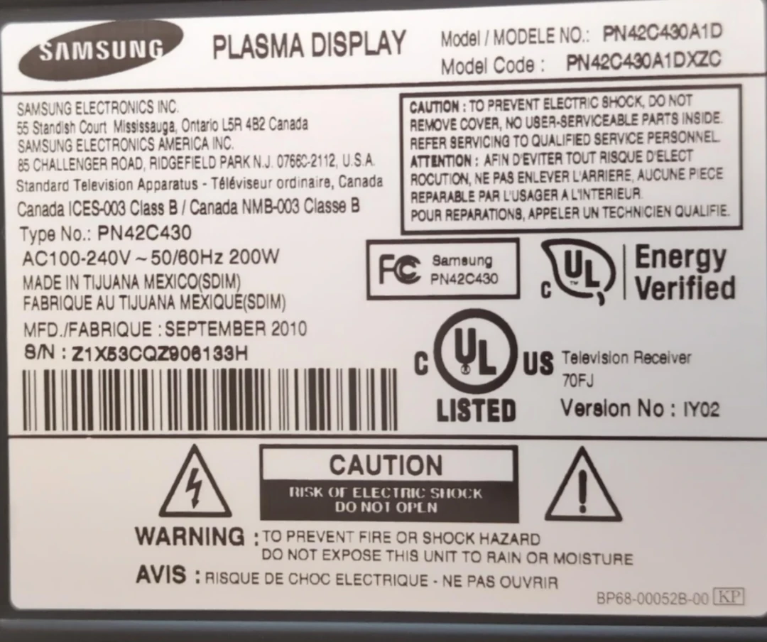 Samsung PN42C430A1D 42" Plasma TV - photo 3